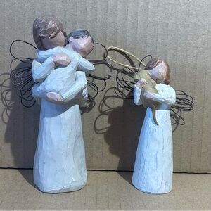 Willow Tree Figurines Set: Angel's Embrace & Angel of Friendship